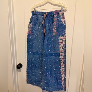 Women's Harem Pants Boho Hippie Blue Striped ~ Size Small 24" - 26"